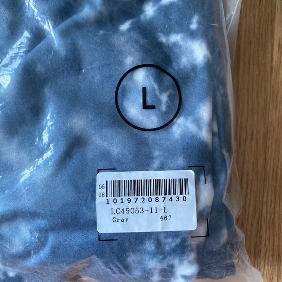 2 Piece Tie Dye Short Sleeve Long Pants Lounge Set Blue Gray Large - Picture 12 of 12